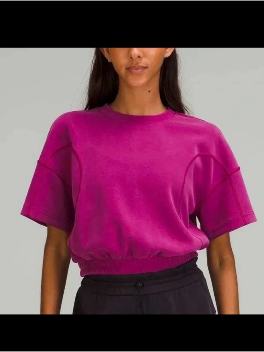 lululemon athletica Women's Short Sleeve Crop Sweatshirt in Magenta